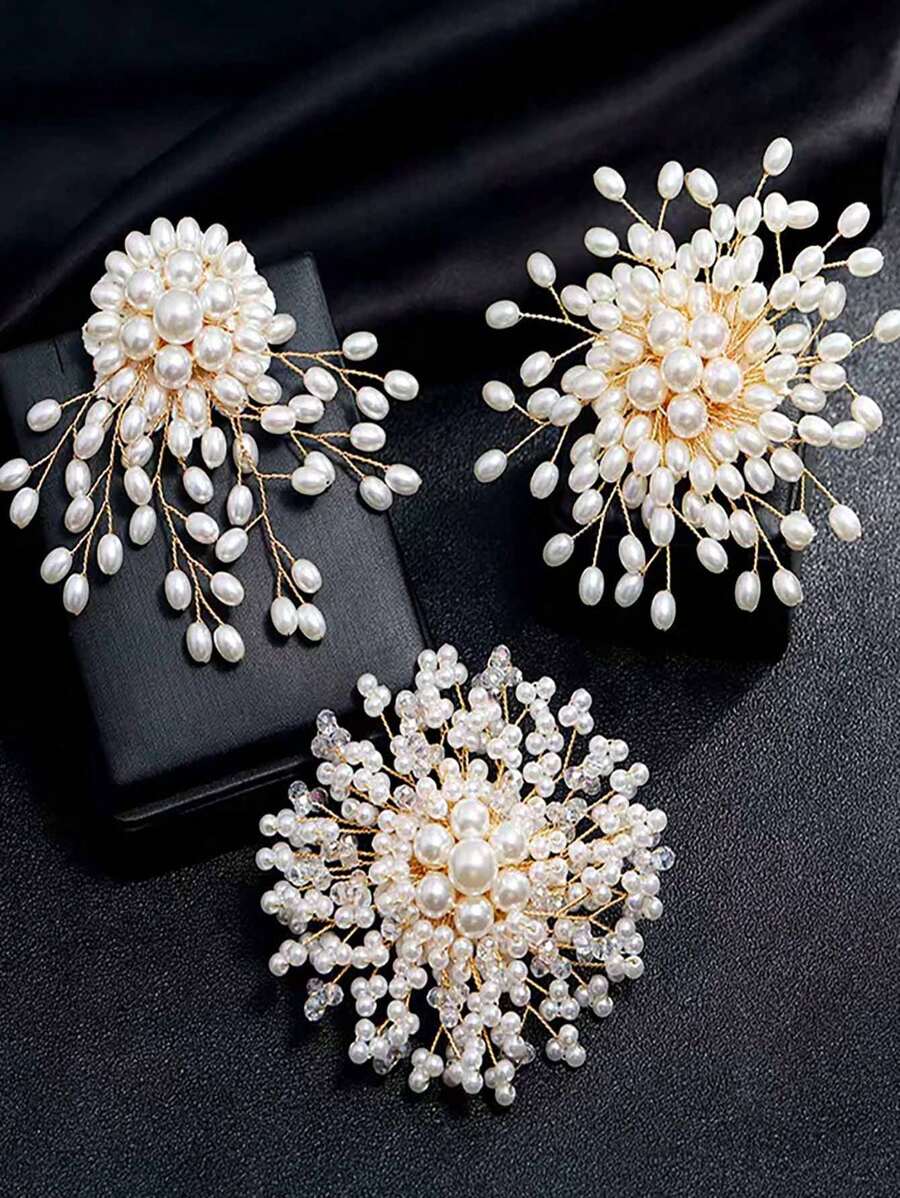 1pc Handmade Twisted Copper Wire Pearl Brooch Pin, Elegant Fashion Decoration For Dress Or Suit - Pearl Brooch - View 1