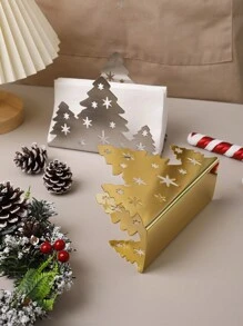1pc Stainless Steel Christmas Tree Napkin Holder, Creative Christmas Tree Napkin Dispenser For Hotel Restaurant Tabletop, Silver/Red/Green/Gold - Multicolor - View 10