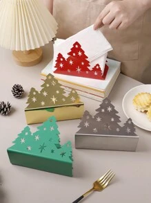 1pc Stainless Steel Christmas Tree Napkin Holder, Creative Christmas Tree Napkin Dispenser For Hotel Restaurant Tabletop, Silver/Red/Green/Gold - Multicolor - View 6