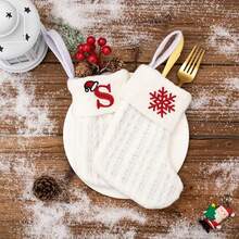 1 قطعة جورب أبيض بزخارف عيد الميلاد لتعليقه كديكور، زينة صغيرة جميلة على شكل جورب لشجرة عيد الميلاد، لوازم حفلة عيد الميلاد DIY، عيد الميلاد - متعدد الألوان - مشاهدة 7