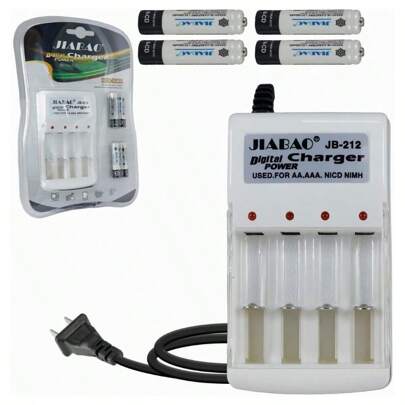 Cargador De Baterias AAA y AA Con 4 Baterias AAA Incluidas