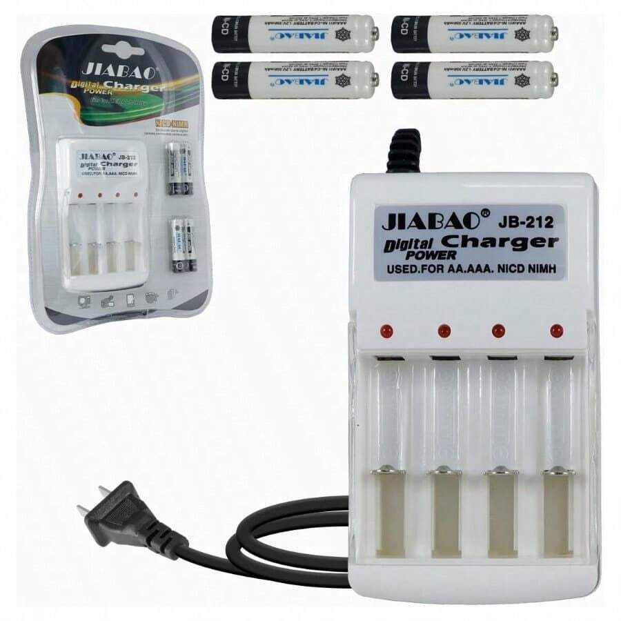 AAA And AA Battery Charger With 4 AAA Batteries Included - White - View 1