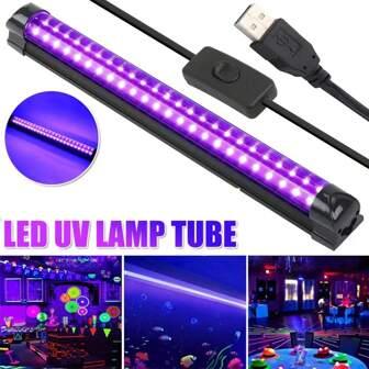 LED UV Black Light UV Light Portable Violet Tube Fluorescent Mural Light USB Portable UV Black Tube Glows In The Dark Suitable For Body Painting Room Bedroom Decoration Party Supplies Stage Lighting Fluorescent Poster Halloween Club Decoration