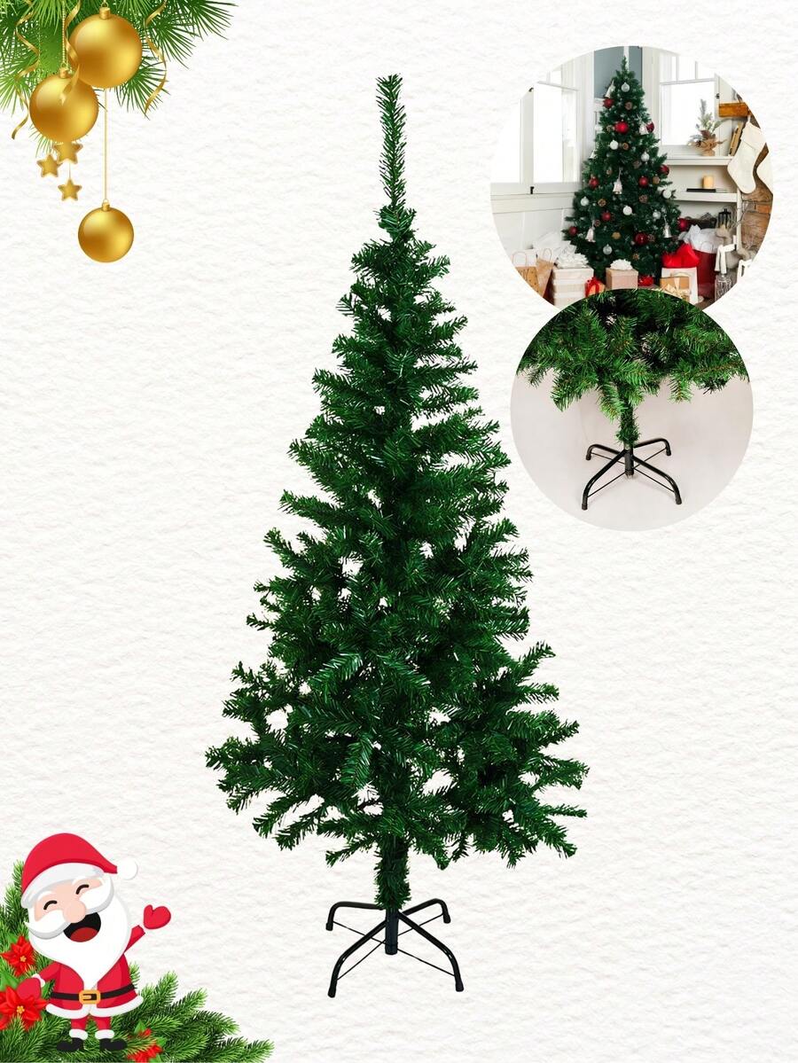 Green Canadian Pine Christmas Tree 1.50MTS With 360 Branches And Compact Iron Base Easy To Assemble - xanh quân đội - Xem 1