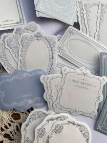 30pcs/Box Super White Kraft Paper Embossed Plant Border Textured Memo Pad, Aesthetic Stationery Note Taking Paper Back To School - Multicolor - View 5