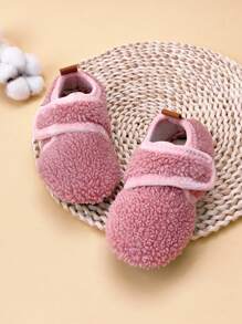 Children Indoor Floor Shoes Girls Solid Pink Fuzzy Indoor Slippers Soft Bottom Lightweight And Comfortable House Slippers, Autumn & Winter - Pink - View 2