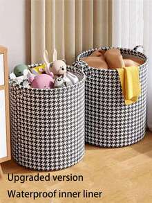 1pc Large Capacity Houndstooth Pattern Laundry Basket