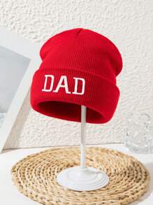 1pc Unisex Thick "MOM DAD" 3D Embroidered Outdoor Sports Skiing Letter Casual Street Acrylic Knit Beanie Hat