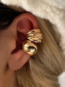 2/3/4pcs Simple Metal Geometric Clip-On Earrings Set, Gifts For Women, Couples, Friends, Vacation, Daily Wear - Yellow Gold - View 4