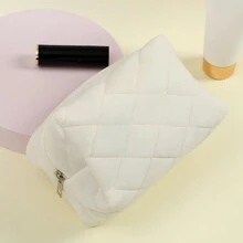 Bolsa de maquillaje de color crema de alta calidad, bolsa de tocador de gran capacidad para estudiantes, bolso de mano acolchado en forma de nube, embrague lindo - Multicolor - Ver 8