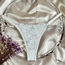 Kit Of 10 Double String Microfiber Lace Panties With Adjustable Straps Women's Lingerie String Thong - 黑與白 - 查看 5