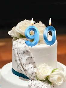 1 件蓝色贝壳形数字 0-9 蜡烛，适用于生日蛋糕装饰、圣诞节 - 藍色 - 查看 9