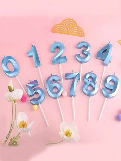 1 件蓝色贝壳形数字 0-9 蜡烛，适用于生日蛋糕装饰、圣诞节