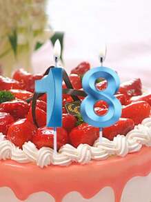 1 件蓝色贝壳形数字 0-9 蜡烛，适用于生日蛋糕装饰、圣诞节 - 藍色 - 查看 3