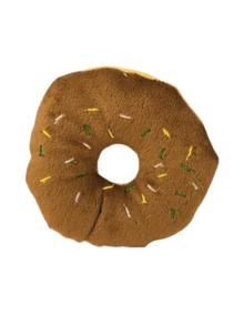 1 件狗玩具 - 毛绒吱吱叫的甜甜圈形玩具，用于牙齿清洁和互动游戏 - 彩色 - 查看 7