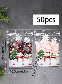 50 件圣诞雪花礼品袋 - 透明糖果和零食礼品袋，适用于节日派对、新年、感恩节等 - 适用于饼干和装饰品的多功能塑料包装 - 彩色 - 查看 14