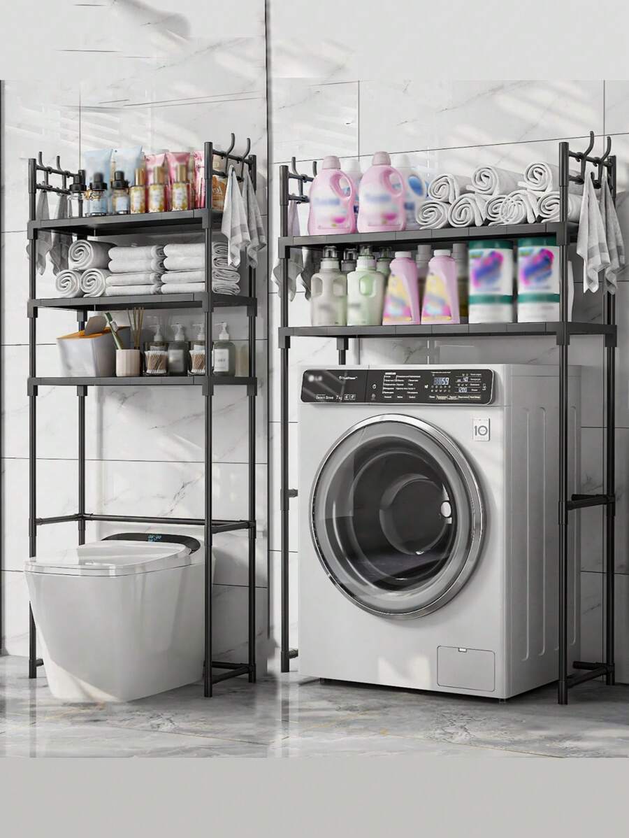 1pc Multi-Layer Reinforced Shelving Unit Toilet Washing Machine Storage Rack, Floor-Standing, Bathroom Toilet Above Washing Machine, No-Drill, Upgraded Version - Multicolor - View 1