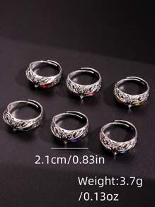 1 pieza Anillo abierto con forma de búho de estilo retro punk en tono plateado, joyería para hombres