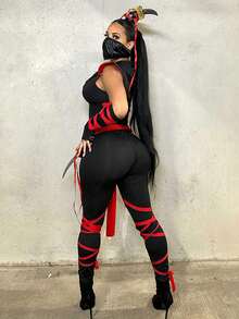 女士新款万圣节服装性感紧身连帽连体衣亚洲服装