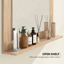 Bathroom Mirror With Shelf, 23.5" X 17.5" Rectangle Wood Frame Bathroom Vanity Mirror For Over Sink, Wall Mounted Modern Mirror For Living Room, Entryway (Natural) - màu nâu - Xem 2