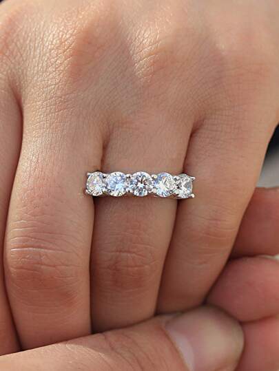 1Pc Sparkle Moissanite Diamond Engagement Ring Wedding Band For Women S925 Sterling Silver Promise Ring Eternity Ring Anniversary Ring Luxury Jewelry Gifts