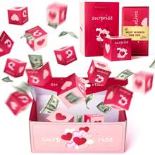 Set de 10 cajas de regalo sorpresa con explosión de dinero, caja de regalo con sobre rojo plegable y rebote único, caja de regalo de lujo con explosión de efectivo para cumpleaños de mamá, aniversario, San Valentín, propuesta, Navidad - Burdeos - Ver 8