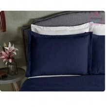 Kit With 2 Alice Quilted Protective Pillowcases - Navy Blue - View 2