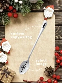 1 件餐勺套装，不锈钢勺子，适用于家庭、厨房或餐厅，镜面抛光，定制表情图案，可在洗碗机中清洗，圣诞节礼物，搬家礼物，万圣节礼物 - 多色 - 查看 1