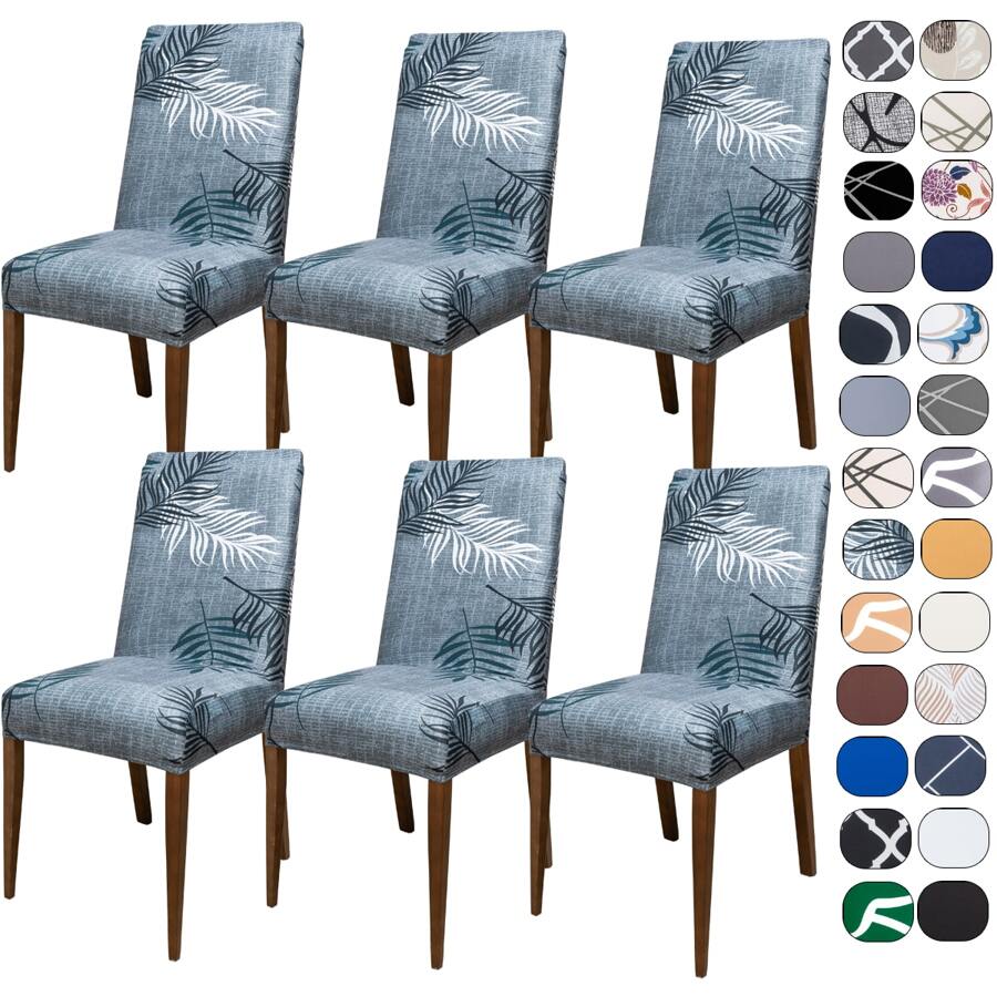 Kit Of 6 Dining Chair Covers Made Of Imported, More Resistant Fabric - Concrete - View 1