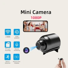 1pc Black Mini Camera, WIFI Wireless HD Smart Cam, Home Security Indoor CCTV Camera, WiFi Remote Monitoring Cam - Black - View 2
