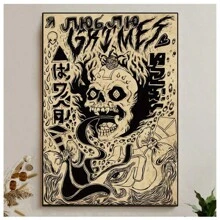 1 件，装饰艺术现代复古风格海报，无框壁挂装饰，适用于家庭办公室、客厅、卧室 - 水墨艺术印刷品，卡通图案，室内使用 - 春季和冬季无框/有框 - 彩色 - 查看 9