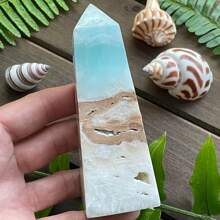 1pc Boho Style Natural Caribbean Calcite Tower - Single Point Rock Crystal With Natural Asymmetric Hole, Healing Crystal Decoration, Beach Theme Gift - 1pc Random - View 8