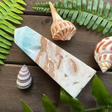 1pc Boho Style Natural Caribbean Calcite Tower - Single Point Rock Crystal With Natural Asymmetric Hole, Healing Crystal Decoration, Beach Theme Gift - 1pc Random - View 6