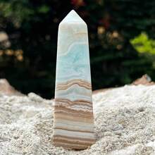 1pc Boho Style Natural Caribbean Calcite Tower - Single Point Rock Crystal With Natural Asymmetric Hole, Healing Crystal Decoration, Beach Theme Gift - 1pc Random - View 9