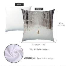 1 vỏ gối trang trí hình thỏ mùa đông đứng trong rừng tuyết, chất liệu nhung san hô in một mặt, kích thước 45*45CM/18*18inch cho ghế sofa hiện đại, trang trí phòng khách, trang trí tiệc, quà tặng - Nhiều màu - Xem 2