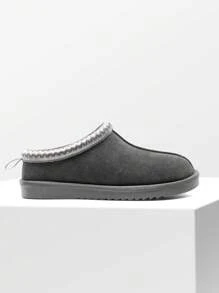 Men's Fuzzy Cozy Slippers – Genuine Suede, Indoor/Outdoor, Comfy Winter Footwear With Memory Foam And Furry Lining - 灰色 - 查看 5