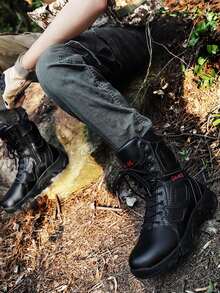 男士作战靴大码秋冬特种兵军靴高帮战术靴户外耐磨钢头鞋时尚舒适防滑2024年新款畅销男士作战靴 - 黑色 - 查看 5