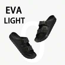 ASHALI Thời trang đen - Dép xăng đan nữ, Dép đi biển chống trượt thoải mái, Giày đi nước ngoài trời Unisex - màu đen - Xem 5