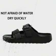 ASHALI Thời trang đen - Dép xăng đan nữ, Dép đi biển chống trượt thoải mái, Giày đi nước ngoài trời Unisex - màu đen - Xem 4