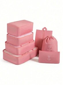 Set organizator de călătorie din 9 piese: pungi portabile de depozitare, geantă de machiaj cu separare uscată și umedă, husă multifuncțională pentru tampon sanitar, organizator modern minimalist, geantă de toaletă cu compartiment pliabil, husă pentru pantofi pentru îmbrăcăminte exterioară, lenjerie de corp, pantofi, bijuterii, paletă de fard de pleoape, pensule de machiaj, ruj, fard de sprâncene, creion, creion, powder. Vibrații - Multicolor - Vizualizare 28