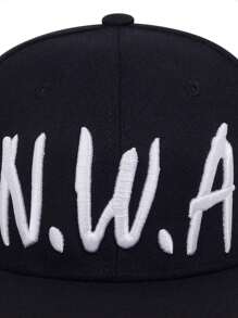 1顶男士时尚NWA西海岸刺绣嘻哈帽，时尚户外可调节防晒棒球帽，情侣款，适合春秋季旅行、海滩派对和万圣节 - 黑色 - 查看 3