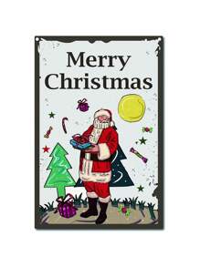 2 件圣诞树装饰牌匾“圣诞快乐”圣诞老人金属锡标牌墙饰，适用于车库、酒吧、男人窝、咖啡厅、俱乐部、圣诞节 - 彩色 - 查看 15