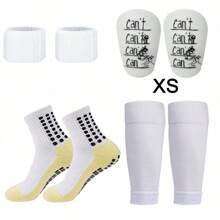 4 Pairs Soccer Grip Socks, Shin Guards, Pre-Cut Sock Sleeves, And Guard Straps Bundle Pack - Essential Equipment For Soccer Players - For Men, Women