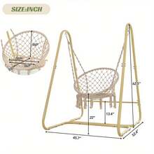 Swing Chair Handmade Macrame Swing Hammock Chair With Stand, Suitable For Indoor And Outdoor Rest, Reading, And Relaxation - màu sắc - Xem 5