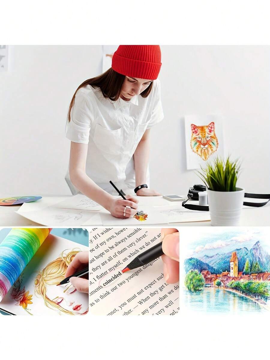12 Colors Artist Colored Pencils Set, Adult Coloring Books Art Supplies