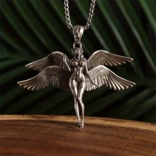 SeuSuk Collier pendentif ange à quatre ailes classique, bijou de mode cadeau d'anniversaire pour hommes et femmes