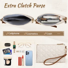 Laptop Bag For Women 15.6 Inch Vegan Leather Work Tote Bag Quilted Womens Briefcase Designer Laptop Bags For Office Teacher College Cute Computer Bag With Purse Professional - Màu be - Xem 3