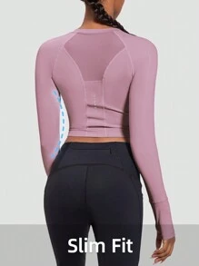 baleaf Áo crop top dài tay tập luyện thể thao cho nữ Áo chạy bộ dáng ôm vừa vặn (Chúng tôi khuyên bạn nên chọn lớn hơn một cỡ, phù hợp cho dịp tập chạy) - Màu tím  Violet - Xem 3