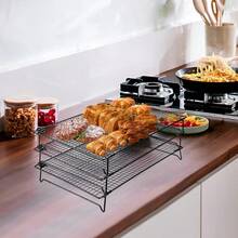 1pc Stackable Cooling Rack, Dry Rack Cooling Rack For Cooking And Baking, Cookie Cooling Rack Baking Rack, Drying Rack, Oven Suitable - Black - View 9