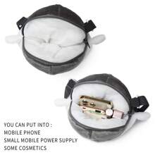 Bolso kawaii para mujeres, bolso de peluche suave con forma de pingüino adorable, bolso lolita con cadena - Gris Claro - Ver 6